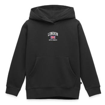Londres - Sweat Premium à capuche enfant bio - noir - Devant - AI Model Kid Male (0cm)