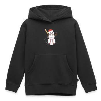 Baseball Schneemann Baseball Spieler Baseballer - Kinder Premium Organic Hoodie - Schwarz - Vorne - AI Model Kid Male (0cm)