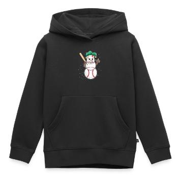 Baseball Schneemann Baseball Spieler Baseballer - Kinder Premium Organic Hoodie - Schwarz - Vorne - AI Model Kid Male (0cm)