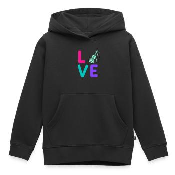 Musicien Musicien J’aime mon violon - Sweat Premium à capuche enfant bio - noir - Devant - AI Model Kid Male (0cm)