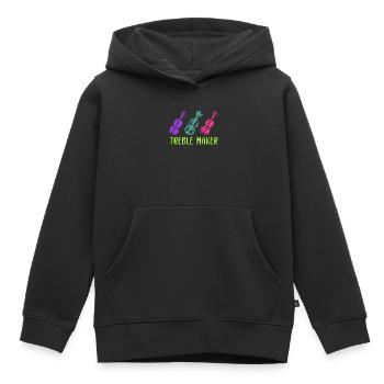 Triple clef de sol violon soprano premier violon - Sweat Premium à capuche enfant bio - noir - Devant - AI Model Kid Male (0cm)