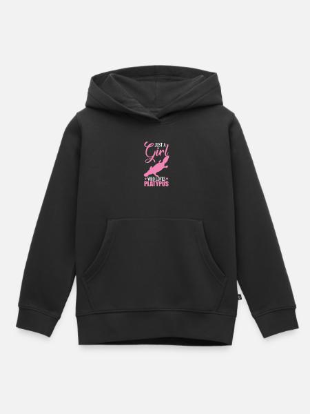 Juste une fille qui aime l’ornithorynque Schnabeltier - Sweat Premium à capuche enfant bio - noir