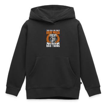 Krav Maga Apparel Israélien Self - Sweat Premium à capuche enfant bio - noir - Devant - AI Model Kid Male (0cm)