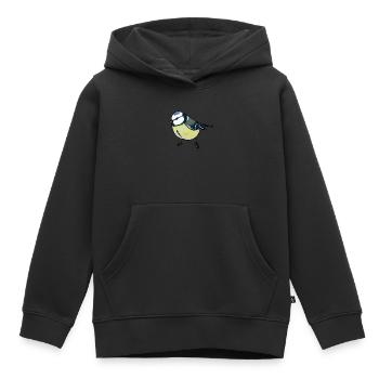 Mésange bleue Oiseau de l'année Mésange bleue - Sweat Premium à capuche enfant bio - noir - Devant - AI Model Kid Male (0cm)