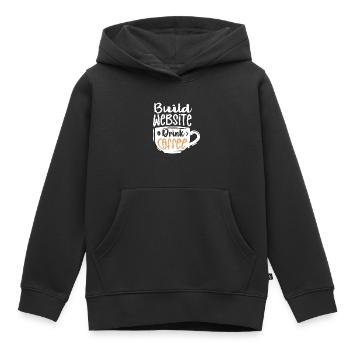 Créer un site Web Coffee Drinking Lover Job - Sweat Premium à capuche enfant bio - noir - Devant - AI Model Kid Male (0cm)