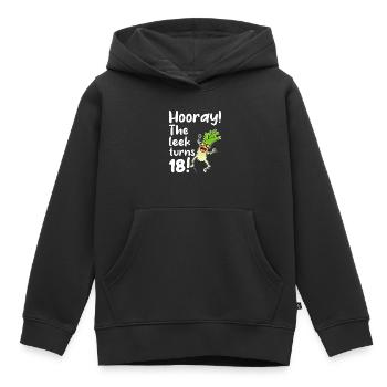 Hurray the leek turns 18 - Kids Premium Organic Hoodie - black - Front - AI Model Kid Male (0cm)