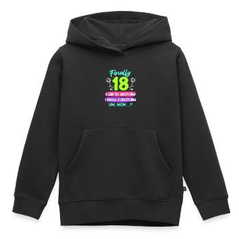 Enfin 18 ans 18ème anniversaire - Sweat Premium à capuche enfant bio - noir - Devant - AI Model Kid Male (0cm)