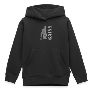 Bodybuilder Force Sport Squats Squats Cadeau - Sweat Premium à capuche enfant bio - noir - Devant - AI Model Kid Male (0cm)