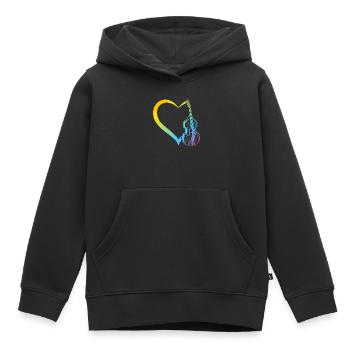 Double Bass Heart Double Bassist Double Bass - Kids Premium Organic Hoodie - black - Front - AI Model Kid Male (0cm)