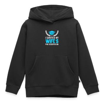 La thèse de doctorat de ma femme survit au doctorat - Sweat Premium à capuche enfant bio - noir - Devant - AI Model Kid Male (0cm)