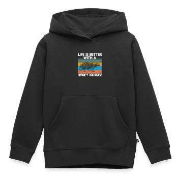 Ratel - Sweat Premium à capuche enfant bio - noir - Devant - AI Model Kid Male (0cm)