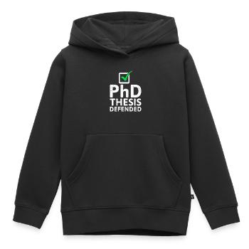 La thèse défend le titre de doctorat - Sweat Premium à capuche enfant bio - noir - Devant - AI Model Kid Male (0cm)