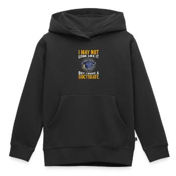 Docteur je n'en ai pas l'air Ph.D titre de doctorat - Sweat Premium à capuche enfant bio - noir - Devant - AI Model Kid Male (0cm)