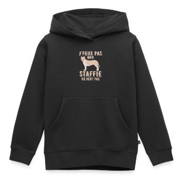 STAFFIE chien de race - Sweat Premium à capuche enfant bio - noir - Devant - AI Model Kid Male (0cm)