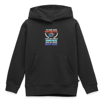 Docteur J’ai toujours raison Ph.D Doctorat - Sweat Premium à capuche enfant bio - noir - Devant - AI Model Kid Male (0cm)