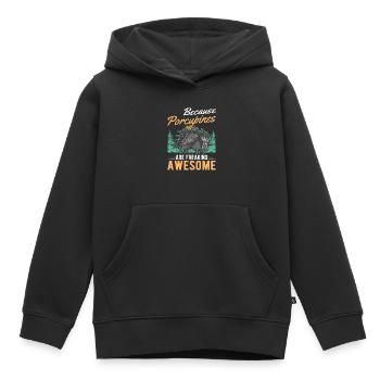 Porcupine Gift Porcupine - Kids Premium Organic Hoodie - black - Front - AI Model Kid Male (0cm)