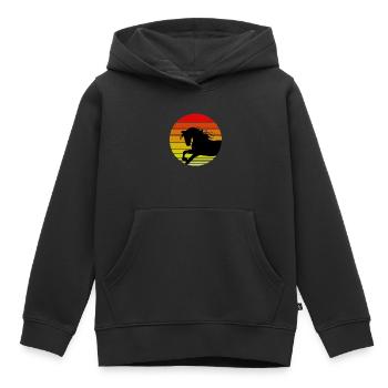 Chevaux et équitation. Mode équestre pour les amoureux des chevaux - Sweat Premium à capuche enfant bio - noir - Devant - AI Model Kid Male (0cm)