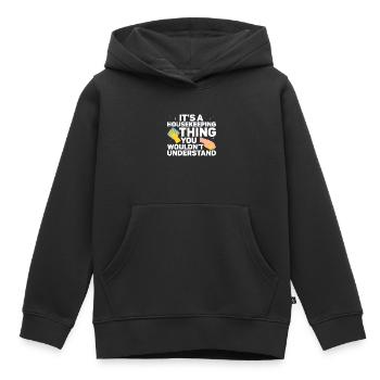 Ménage - Sweat Premium à capuche enfant bio - noir - Devant - AI Model Kid Male (0cm)