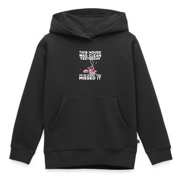 Ménage - Sweat Premium à capuche enfant bio - noir - Devant - AI Model Kid Male (0cm)