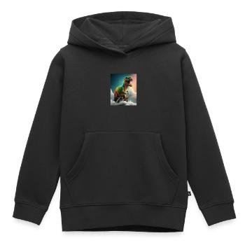 Drôle de dessin animé Loutres Loutre Chevauchant Dinosaure Vert - Sweat Premium à capuche enfant bio - noir - Devant - AI Model Kid Male (0cm)