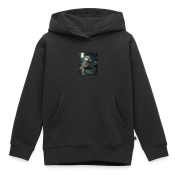 Self Conscious Worried Otter Funny Sea Otter Puns - Kids Premium Organic Hoodie - black - Front - AI Model Kid Male (0cm)