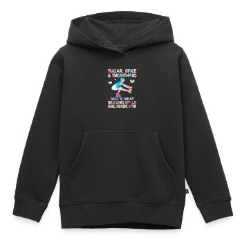 Patinage - Sweat Premium à capuche enfant bio - noir - Devant - AI Model Kid Male (0cm)