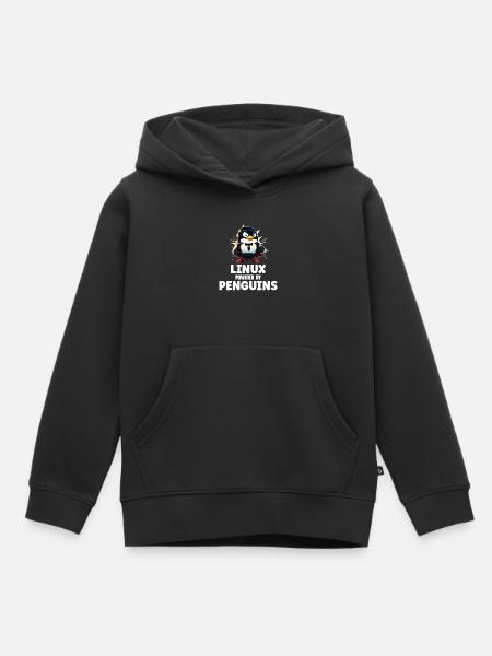 Linux Powered By Penguins - Kinder Premium Organic Hoodie - Schwarz