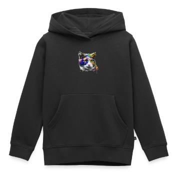 Künstlerische Katze - Kinder Premium Organic Hoodie - Schwarz - Vorne - AI Model Kid Male (0cm)