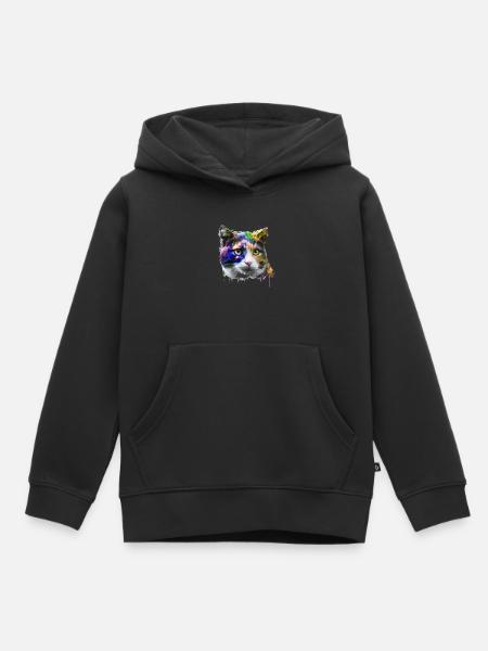 Künstlerische Katze - Kinder Premium Organic Hoodie - Schwarz