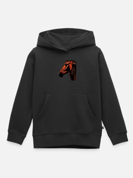 Pferd Tier Motiv - Kinder Premium Organic Hoodie - Schwarz