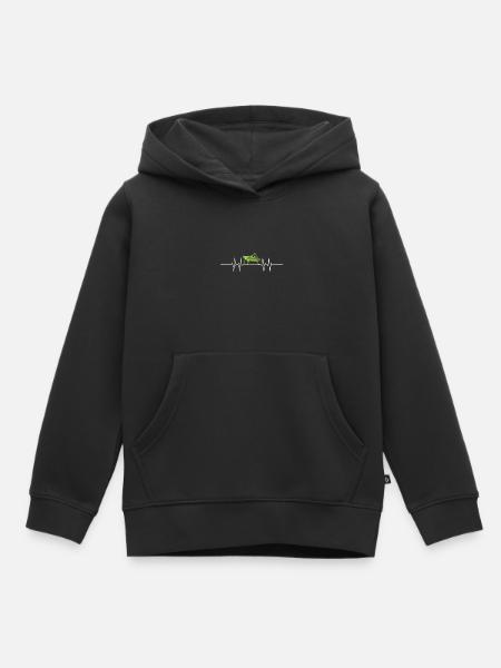 Sauterelle Heartbeat - Sweat Premium à capuche enfant bio - noir