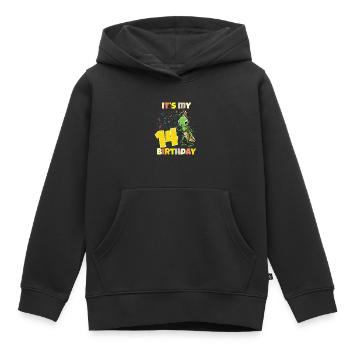 C’est ma sauterelle de 14 ans - Sweat Premium à capuche enfant bio - noir - Devant - AI Model Kid Male (0cm)