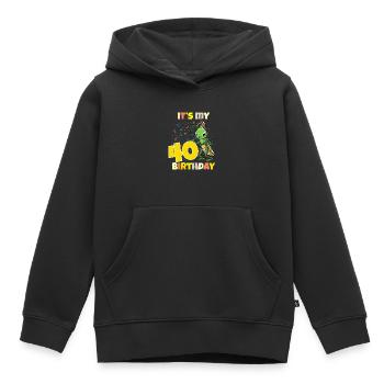 C’est mon 40e anniversaire Grasshopper - Sweat Premium à capuche enfant bio - noir - Devant - AI Model Kid Male (0cm)