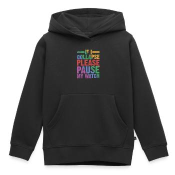 Si je réduis, veuillez mettre ma montre en pause 6 - Sweat Premium à capuche enfant bio - noir - Devant - AI Model Kid Male (0cm)