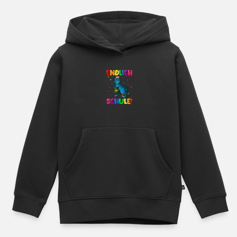 Endlich Schule Einschulung Grundschule 1. Klasse - Kinder Premium Organic Hoodie - Schwarz