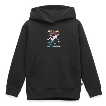 Wall Climbing - Kids Premium Organic Hoodie - black - Front - AI Model Kid Male (0cm)