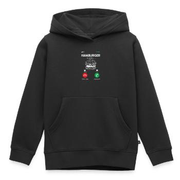 Hamburger - Sweat Premium à capuche enfant bio - noir - Devant - AI Model Kid Male (0cm)