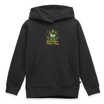 Happy Saint Catmas Day Cats St. Patrick's Day - Kids Premium Organic Hoodie - black - Front - AI Model Kid Male (0cm)