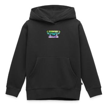 Acceptation Décider de l’inclusion - Sweat Premium à capuche enfant bio - noir - Devant - AI Model Kid Male (0cm)