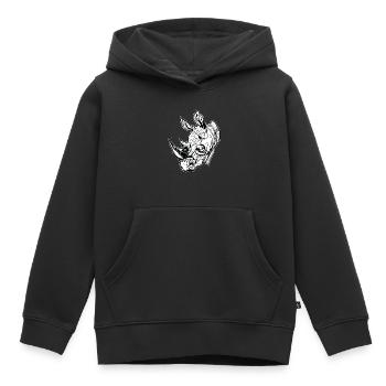 Nashorn // Ilustration // Dickhäuter - Kinder Premium Organic Hoodie - Schwarz - Vorne - AI Model Kid Male (0cm)