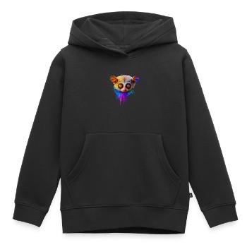 Conception Tarsier - Sweat Premium à capuche enfant bio - noir - Devant - AI Model Kid Male (0cm)