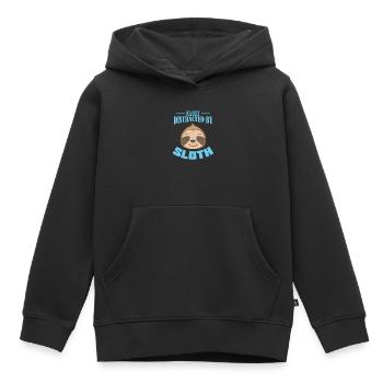 Facilement distrait par paresseux paresseux paresseux paresseux - Sweat Premium à capuche enfant bio - noir - Devant - AI Model Kid Male (0cm)