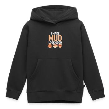 Four en céramique Cermaicist Pot de four en argile céramique - Sweat Premium à capuche enfant bio - noir - Devant - AI Model Kid Male (0cm)