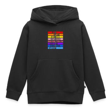 Inclusion Égalité Bienveillance Acceptation - Sweat Premium à capuche enfant bio - noir - Devant - AI Model Kid Male (0cm)