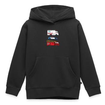 Krankenwagen der Polizei Feuerwehrauto _ - Kinder Premium Organic Hoodie - Schwarz - Vorne - AI Model Kid Male (0cm)