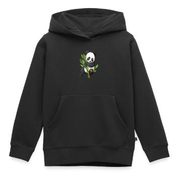 Knuffiger Panda mit Bambuszweig - Kinder Premium Organic Hoodie - Schwarz - Vorne - AI Model Kid Male (0cm)