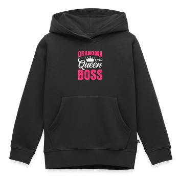 Grand-mère Boss Grand-mère Boss Grand-mère Fête des mères - Sweat Premium à capuche enfant bio - noir - Devant - AI Model Kid Male (0cm)