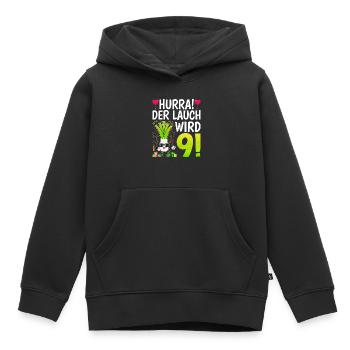 Hurra der Lauch wird 9 - Kinder Premium Organic Hoodie - Schwarz - Vorne - AI Model Kid Male (0cm)