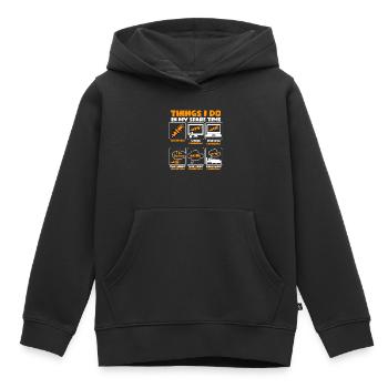 Tronçonneuse - Sweat Premium à capuche enfant bio - noir - Devant - AI Model Kid Male (0cm)