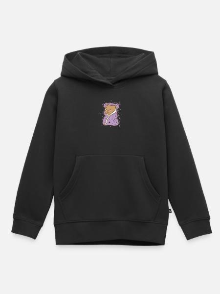 Ours dans une couverture câline animal forestier - Sweat Premium à capuche enfant bio - noir